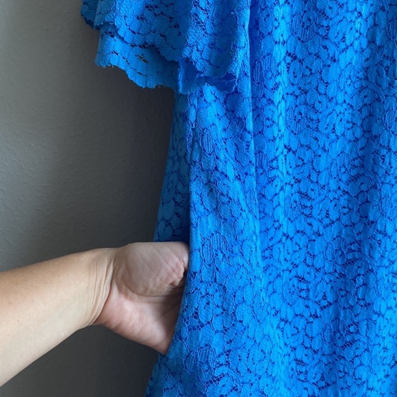 Banana Republic Short Mini Collared Lace Blue Dress with Pockets size L Petite - Picture 3 of 8